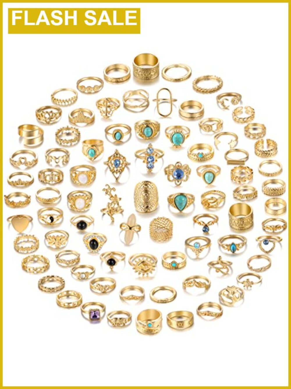82 Pcs Vintage Gold Silver Knuckle Rings Set for Women, Bohemian Stackable
